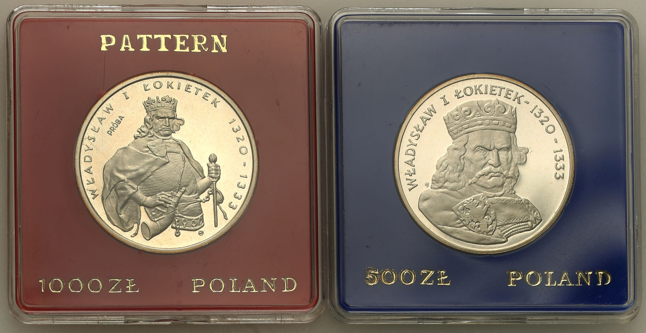 PRL. 1000 złotych (PRÓBA srebro) + 500 złotych 1986 Władysław Łokietek